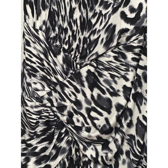 VTG 90s Cache Knee Length Dress S Animal Print Black White Classic Mob Wife - Picture 3 of 13